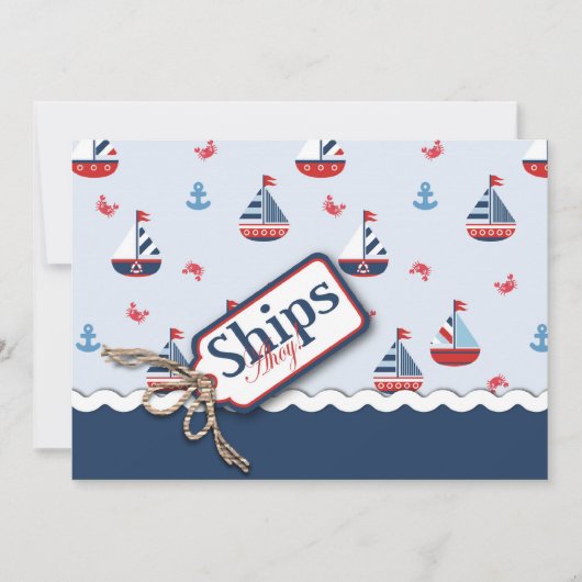 Nautical Sailships Baby Shower-uitnodigingen Kaart (Voorkant)
