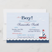 Nautical Sailships Baby Shower-uitnodigingen Kaart (Achterkant)