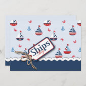 Nautical Sailships Baby Shower-uitnodigingen Kaart (Voorkant / Achterkant)