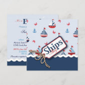 Nautical Sailships Baby Shower-uitnodigingen Kaart (Voorkant / Achterkant)