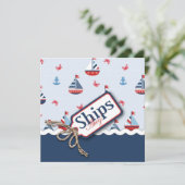 Nautical Sailships Baby Shower-uitnodigingen Kaart (Staand voorkant)