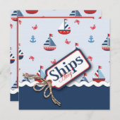 Nautical Sailships Baby Shower-uitnodigingen Kaart (Voorkant / Achterkant)