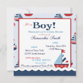 Nautical Sailships Baby Shower-uitnodigingen Kaart (Achterkant)