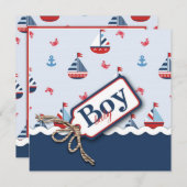 Nautical Sailships Baby Shower-uitnodigingen Kaart (Voorkant / Achterkant)