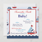 Nautical Sailships Baby Shower-uitnodigingen Kaart (Achterkant)
