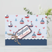 Nautical Sailships Baptisme Kaart (Staand voorkant)