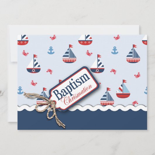 Nautical Sailships Baptisme Kaart (Voorkant)