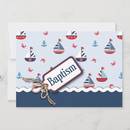 Nautical Sailships Baptisme Kaart (Voorkant)