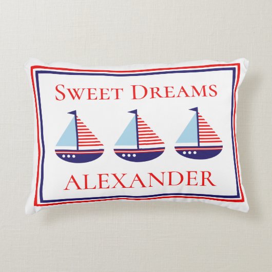 Nautical Sailships Sweet Dreams Baby Accent Kussen (Voorkant)