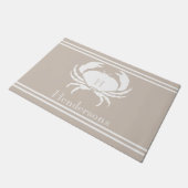 Nautical Sand Tan Taupe White Crab Monogram Naam Deurmat (Schuin)