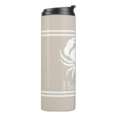 Nautical Sand Tan Taupe White Crab Monogram Naam Thermosbeker (Gedraaid links)