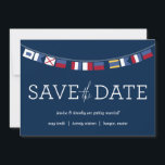 Nautical Save the Date<br><div class="desc">Dit sparen de Datum wordt ontworpen met nautische vlaggen en zou ideaal voor om het even welke bruiloft door het water zijn!</div>
