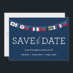 Nautical Save the Date<br><div class="desc">Dit sparen de Datum wordt ontworpen met nautische vlaggen en zou ideaal voor om het even welke bruiloft door het water zijn!</div>