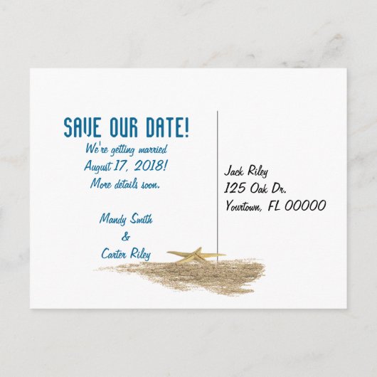 Nautical Save the Date Aankondigingskaart (Achterkant)