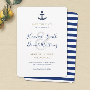 Nautical Save the Date Blue Anker Invitation Kaart