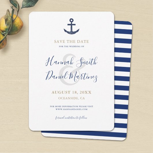 Nautical Save the Date Blue Anker Invitation Kaart