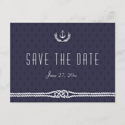 Nautical Save the Date Briefkaarten Blue Anchors (Voorkant)