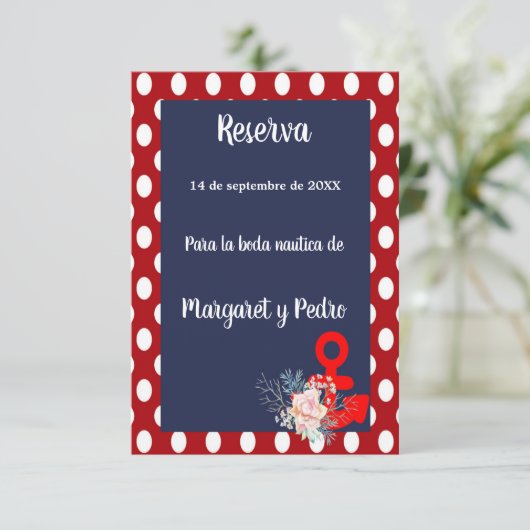 Nautical Save the Date for Wedding in Spaans (Staand voorkant)