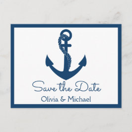 Nautical Save the Date Navy Anchor Verloving Briefkaart