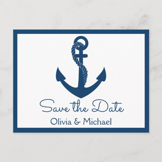 Nautical Save the Date Navy Anchor Verloving Briefkaart (Voorkant)