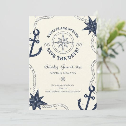 Nautical Save the Date Notice Kaart (Staand voorkant)