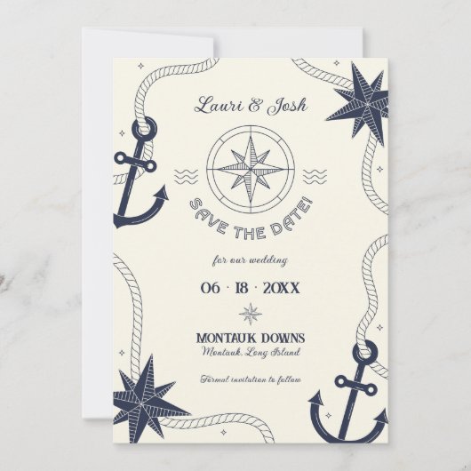 Nautical Save the Date Notice Kaart (Voorkant)