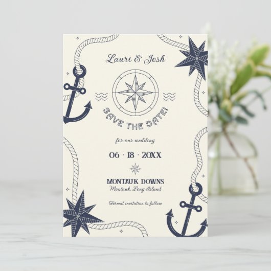Nautical Save the Date Notice Kaart (Staand voorkant)