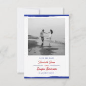 Nautical Save the Date Rustieke Blauwe Verf Foto (Voorkant)