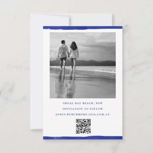 Nautical Save the Date Rustieke Blauwe Verf Foto (Achterkant)