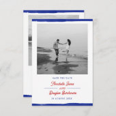 Nautical Save the Date Rustieke Blauwe Verf Foto (Voorkant / Achterkant)