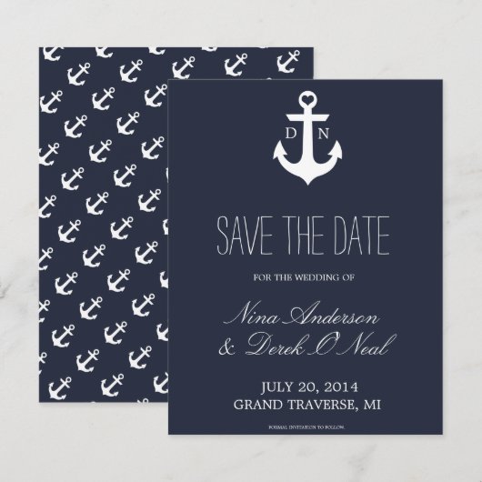 Nautical Save the Date | Weddenschap (Voorkant / Achterkant)