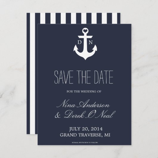 Nautical Save the Date | Weddenschap (Voorkant / Achterkant)
