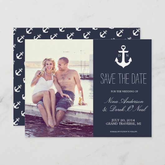 Nautical Save the Date | Weddenschap (Voorkant / Achterkant)