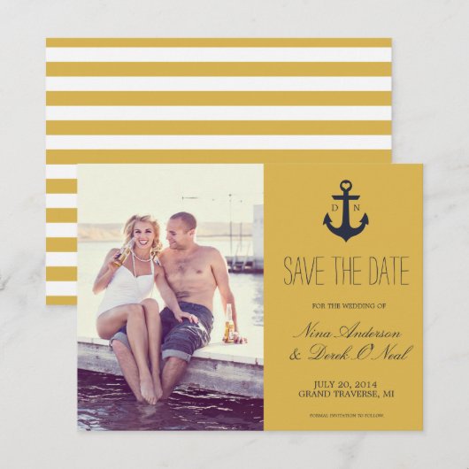Nautical Save the Date | Weddenschap (Voorkant / Achterkant)