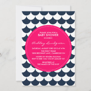 Nautical Scallop Pattern Baby shower Invitation Kaart