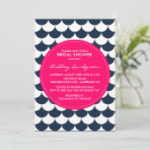 Nautical Scallop Pattern Bridal Shower Uitnodiging (Staand voorkant)