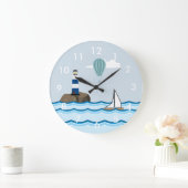 Nautical Scene met vuurtoren en zeilboot Grote Klok (Huis)