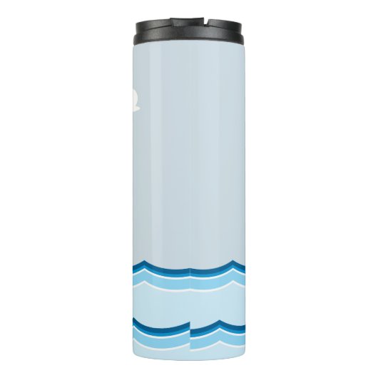 Nautical Scene met vuurtoren en zeilboot Thermosbeker (Achterkant)