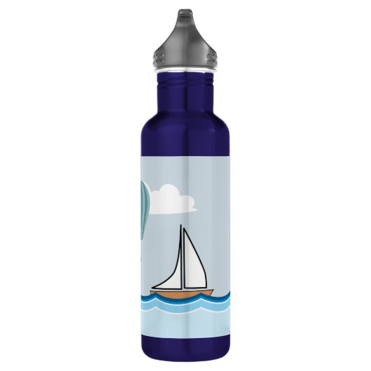 Nautical Scene met vuurtoren en zeilboot Waterfles (Rechts)