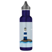 Nautical Scene met vuurtoren en zeilboot Waterfles (Links)