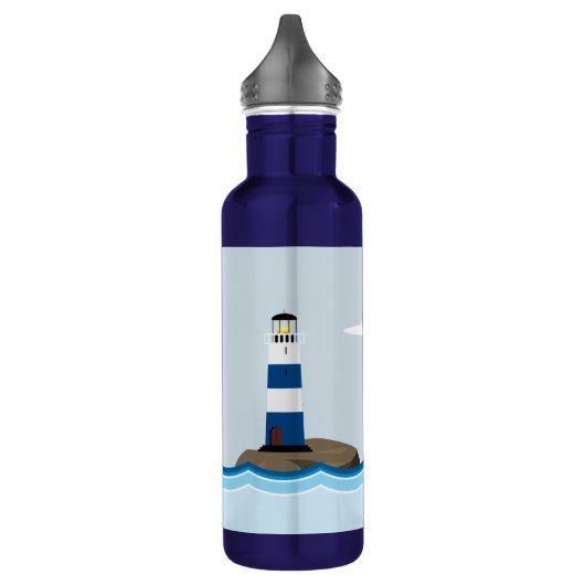 Nautical Scene met vuurtoren en zeilboot Waterfles (Links)