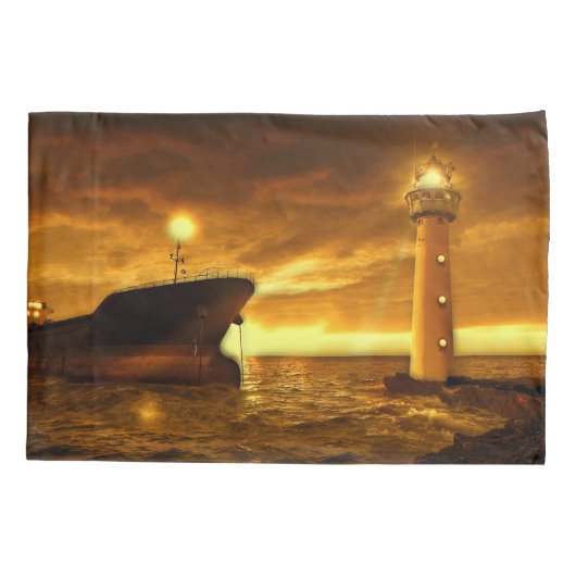 Nautical Scene met vuurtoren Kussensloop (Achterkant)