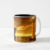 Nautical Scene met vuurtoren Tweekleurige Koffiemok (Voorkant rechts)