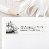 Nautical  Schooner Ship & Family Name Etiket (Insitu)