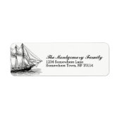 Nautical  Schooner Ship & Family Name Etiket (Voorkant)