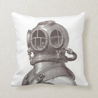Nautical Scuba Guy Funky Black and White Pillow Kussen