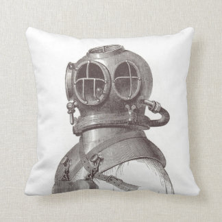Nautical Scuba Guy Funky Black and White Pillow Kussen