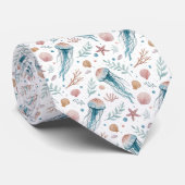 Nautical Sea Life Custom Necktie Stropdas (Opgerold)