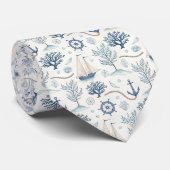 Nautical Sea Life Custom Necktie Stropdas (Opgerold)