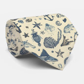 Nautical Sea Life Custom Necktie Stropdas (Opgerold)